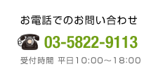 お電話でのお問い合わせ 03-5822-9113